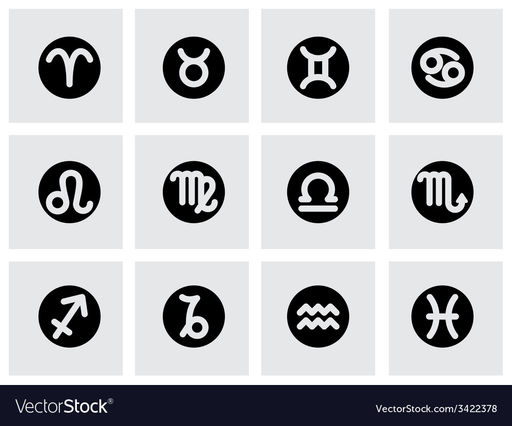 Zodiac symbol icon set Royalty Free Vector Image