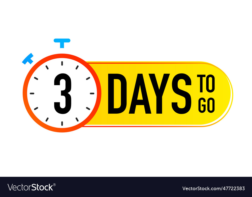 3 Days To Go Timer Symbol Colorful Style Vector Image