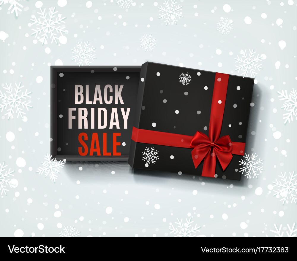 Black friday sale design opened black gift box Vector Image