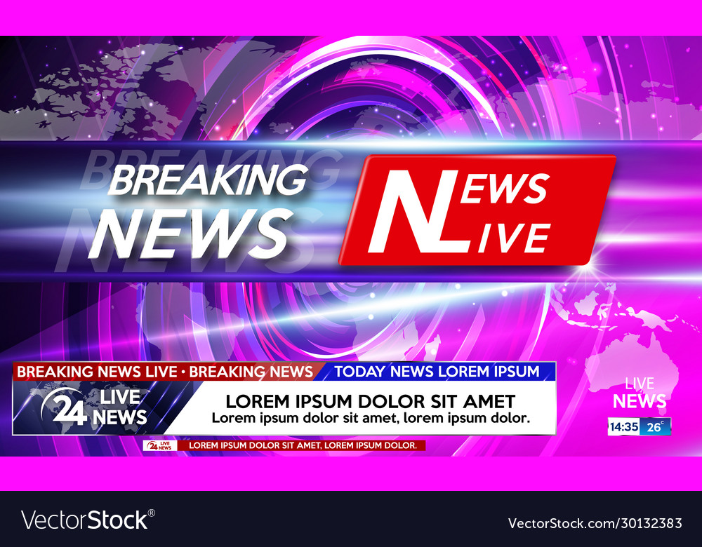 Breaking news live banner on glowing wavy lines Vector Image