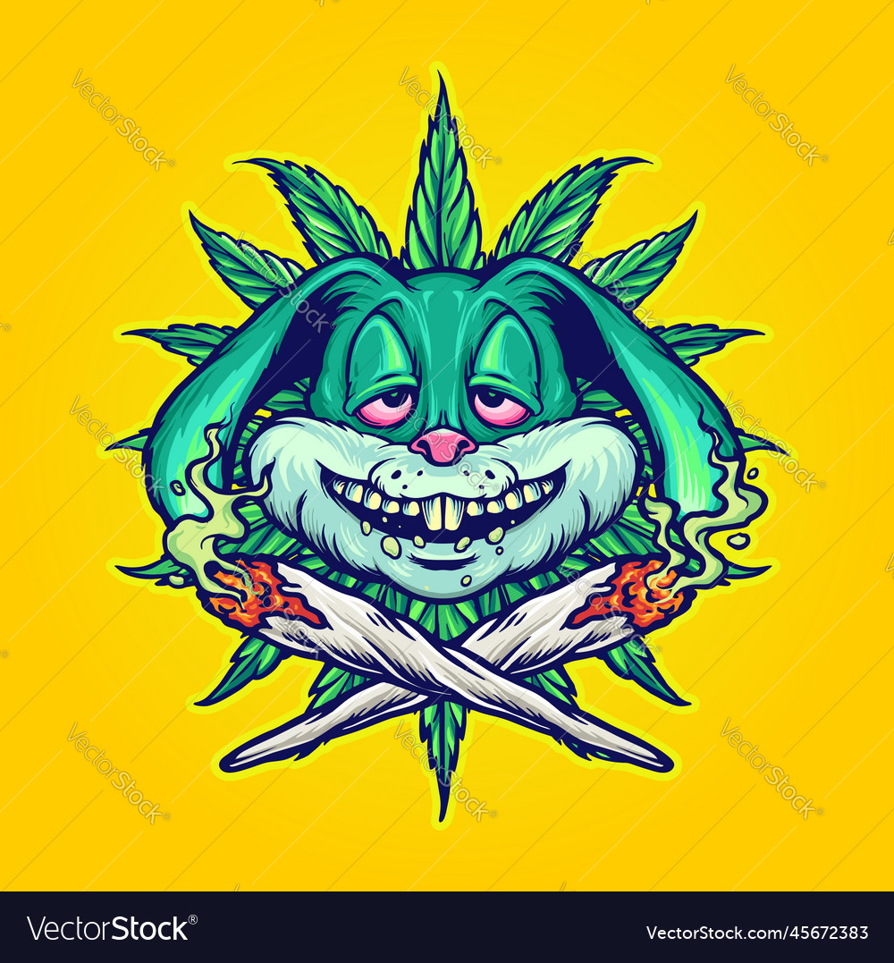 Bunny high marijuana leaf joint smoking weed Vector Image