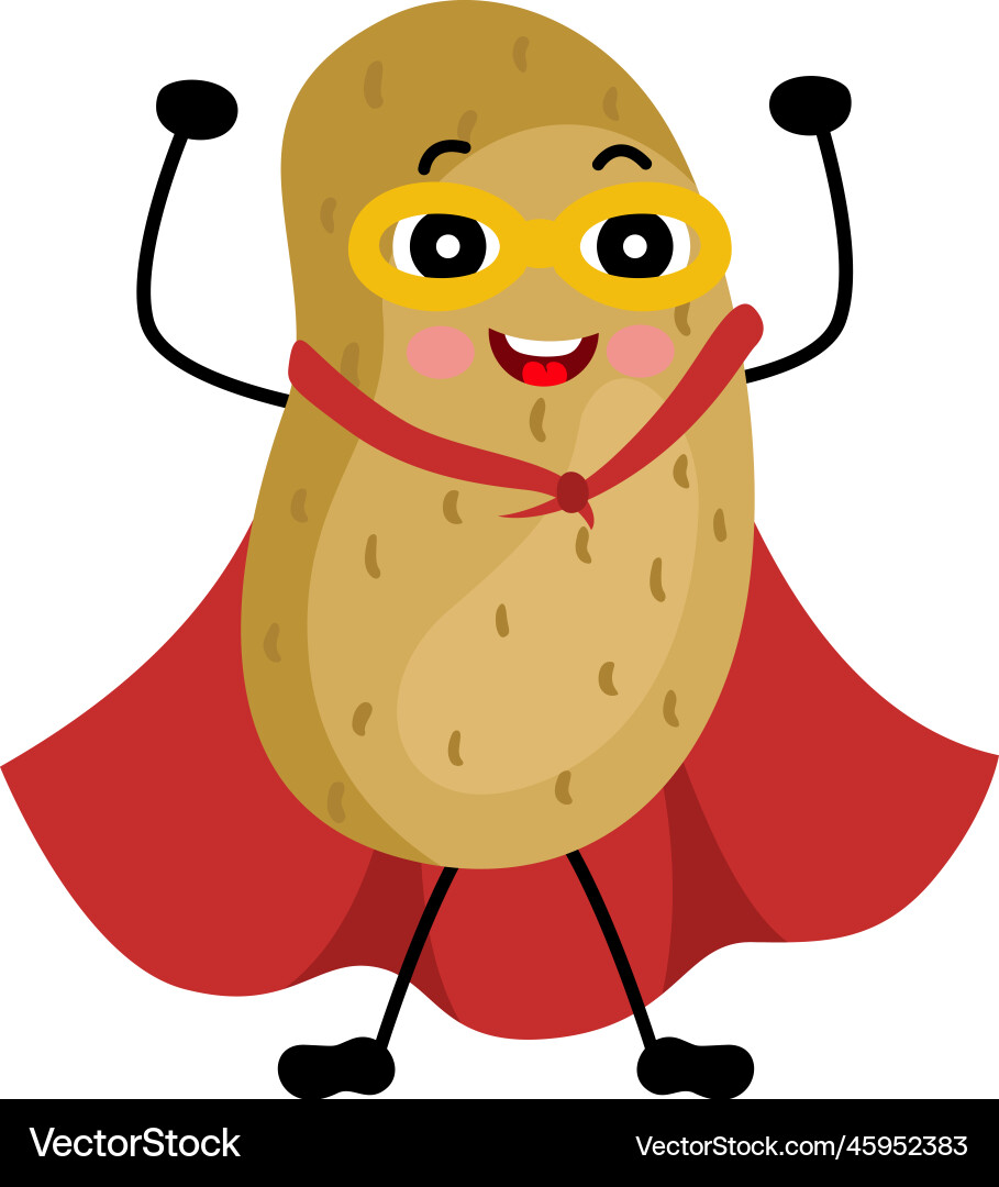 Cute potato mascot superhero Royalty Free Vector Image