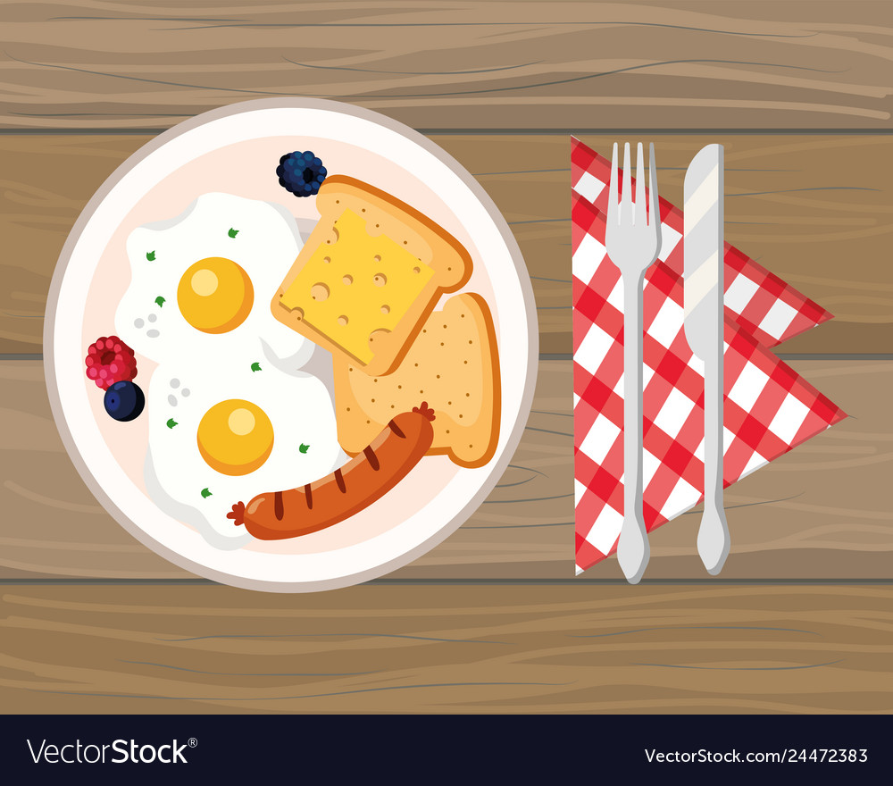 Delicious tasty breakfast cartoon Royalty Free Vector Image