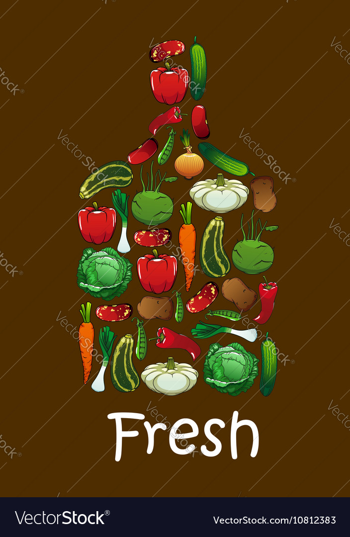 Fresh Vegetables In Shape Of Cutting Board Vector Image