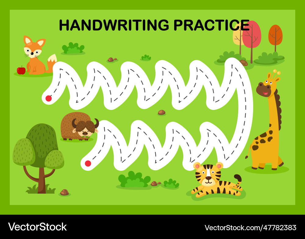 Handwriting practice sheet Royalty Free Vector Image