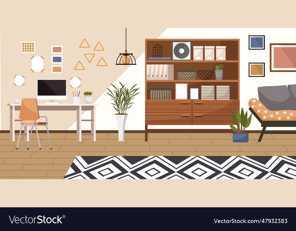 Home office work from flats interior design Vector Image