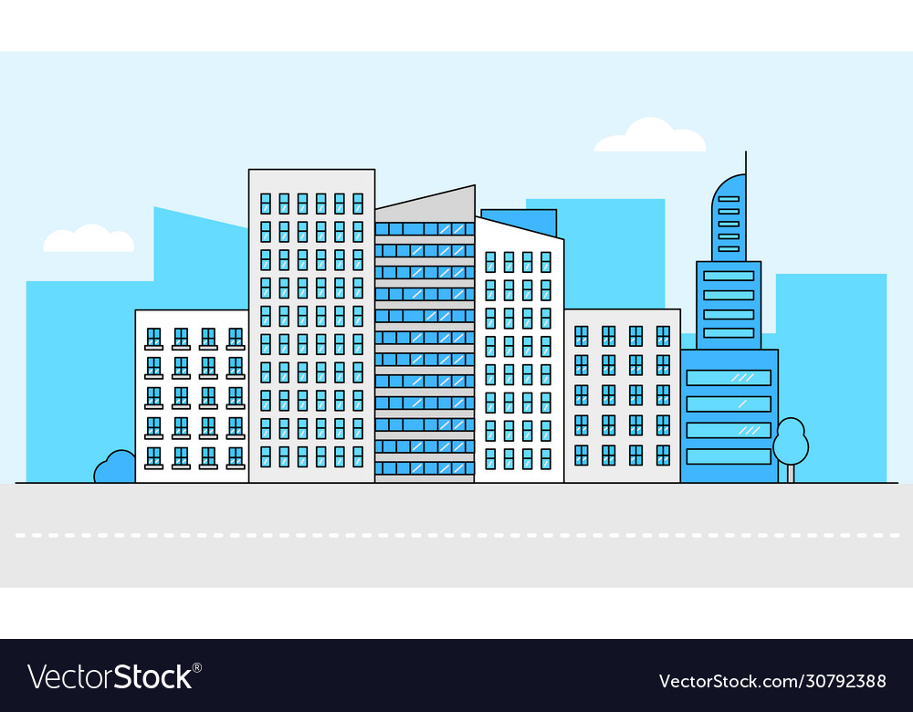 Contour stylized modern flat draft city buildings Vector Image