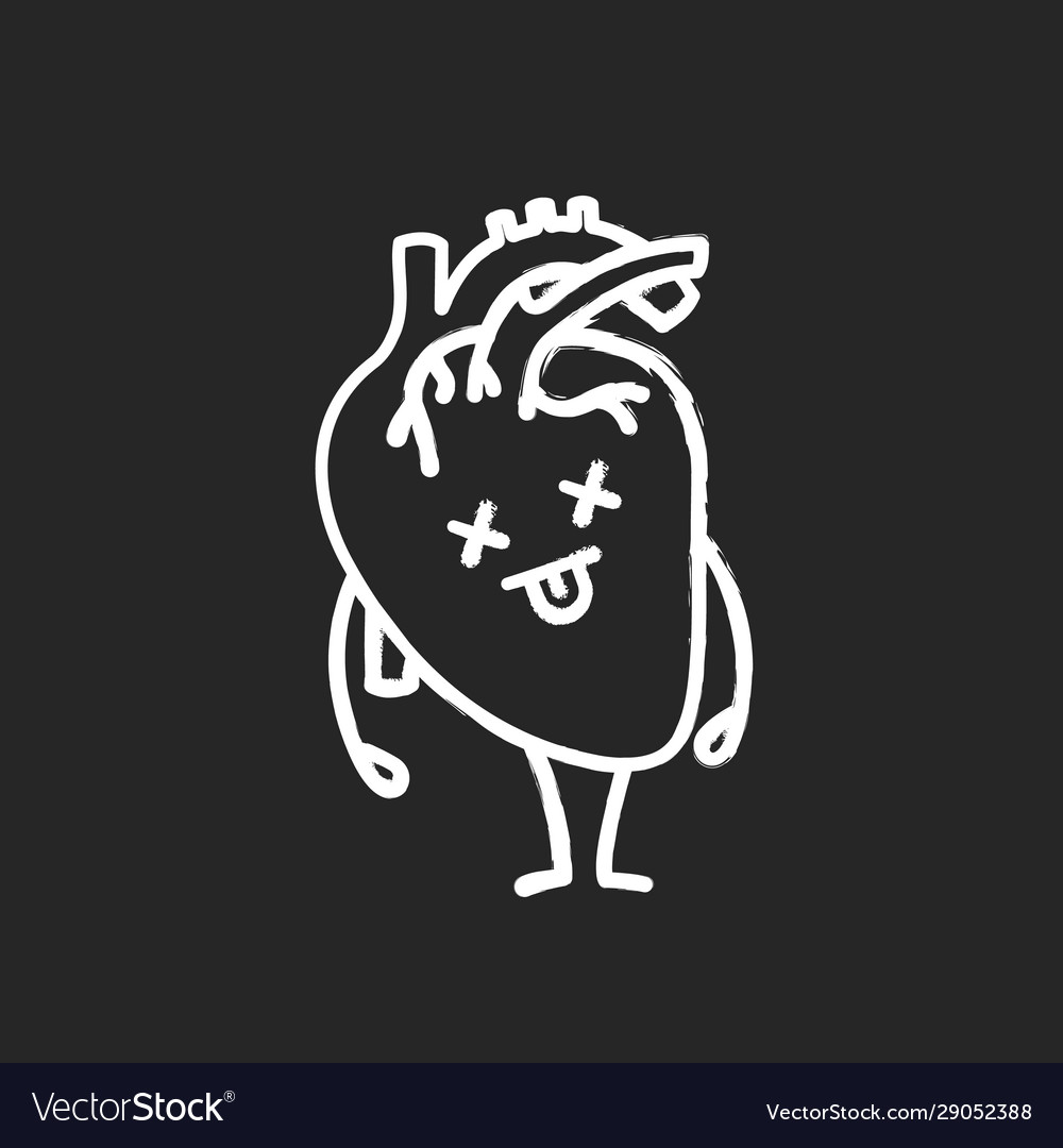 Dead human heart emoji chalk icon