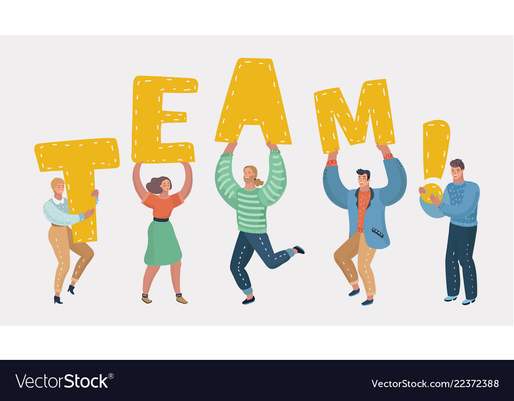 People holding in hands letters of word team Vector Image