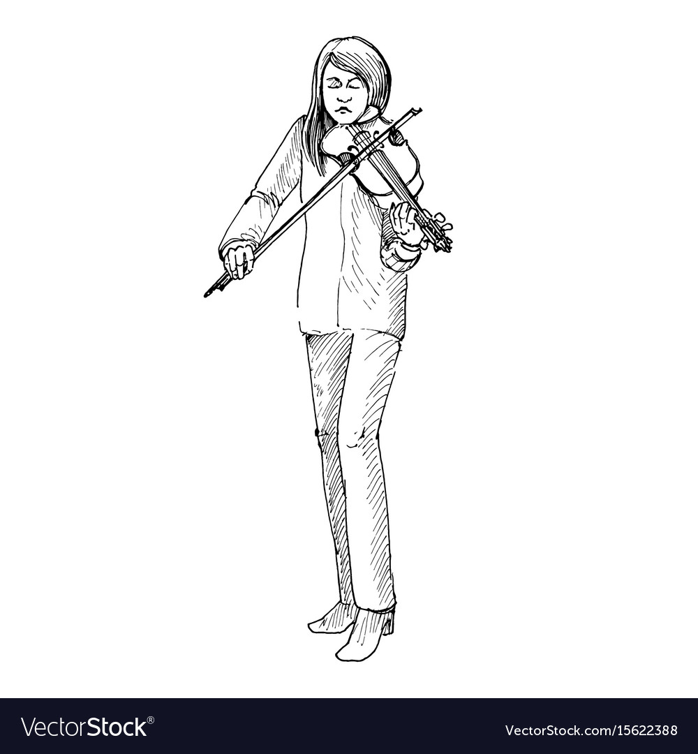 Young Girl Playing The Violin Violinist