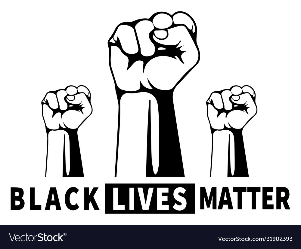 Black lives matter black and white depicting Vector Image