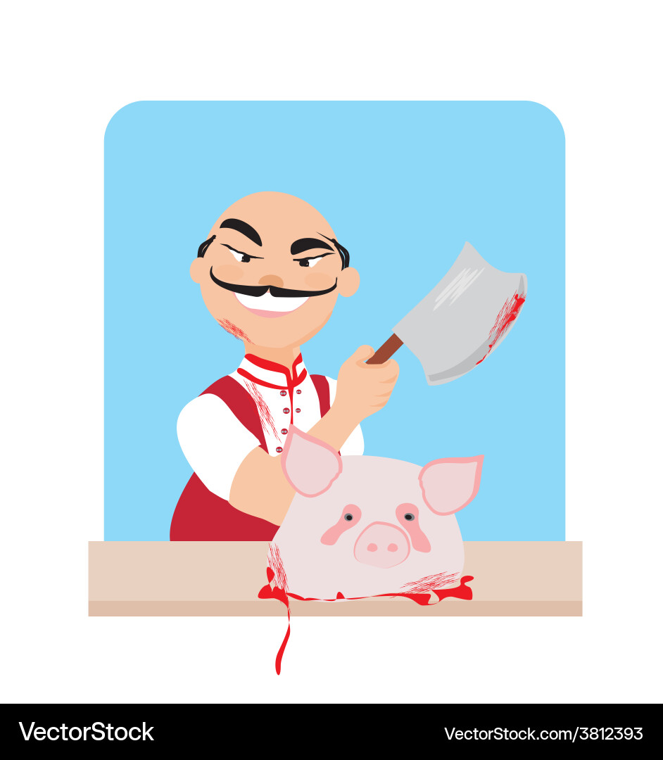 Butcher Cartoon Royalty Free Vector Image Vectorstock