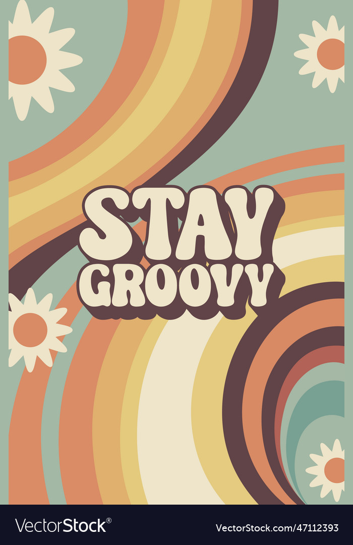 Retro groovy hippie background Royalty Free Vector Image