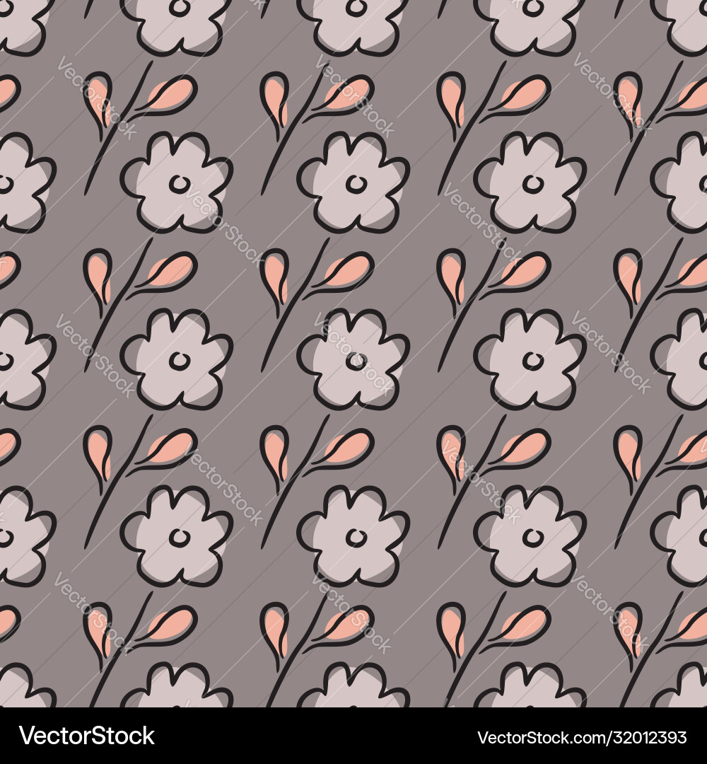 Seamless pattern hand-drawn flowers Royalty Free Vector