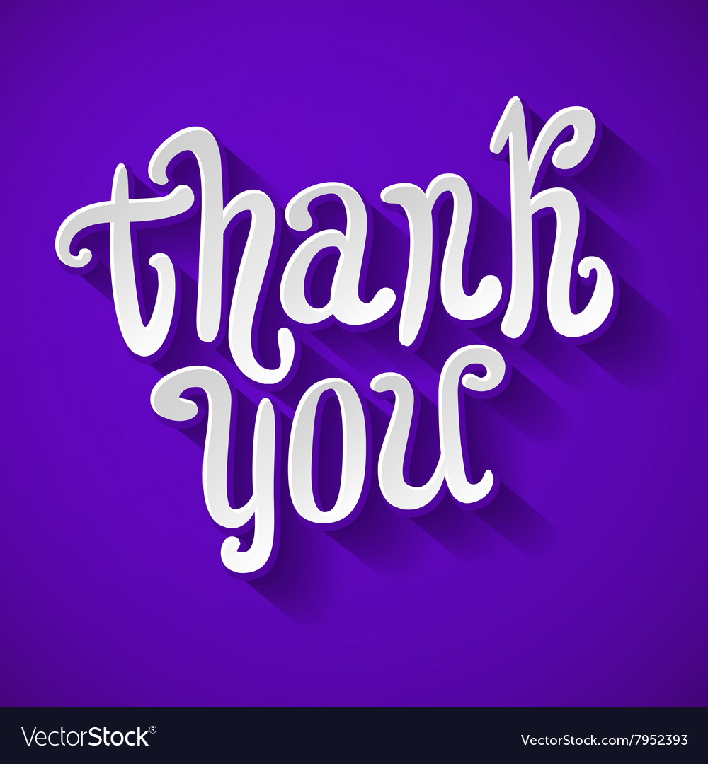 Thank you handwritten text violet background Vector Image