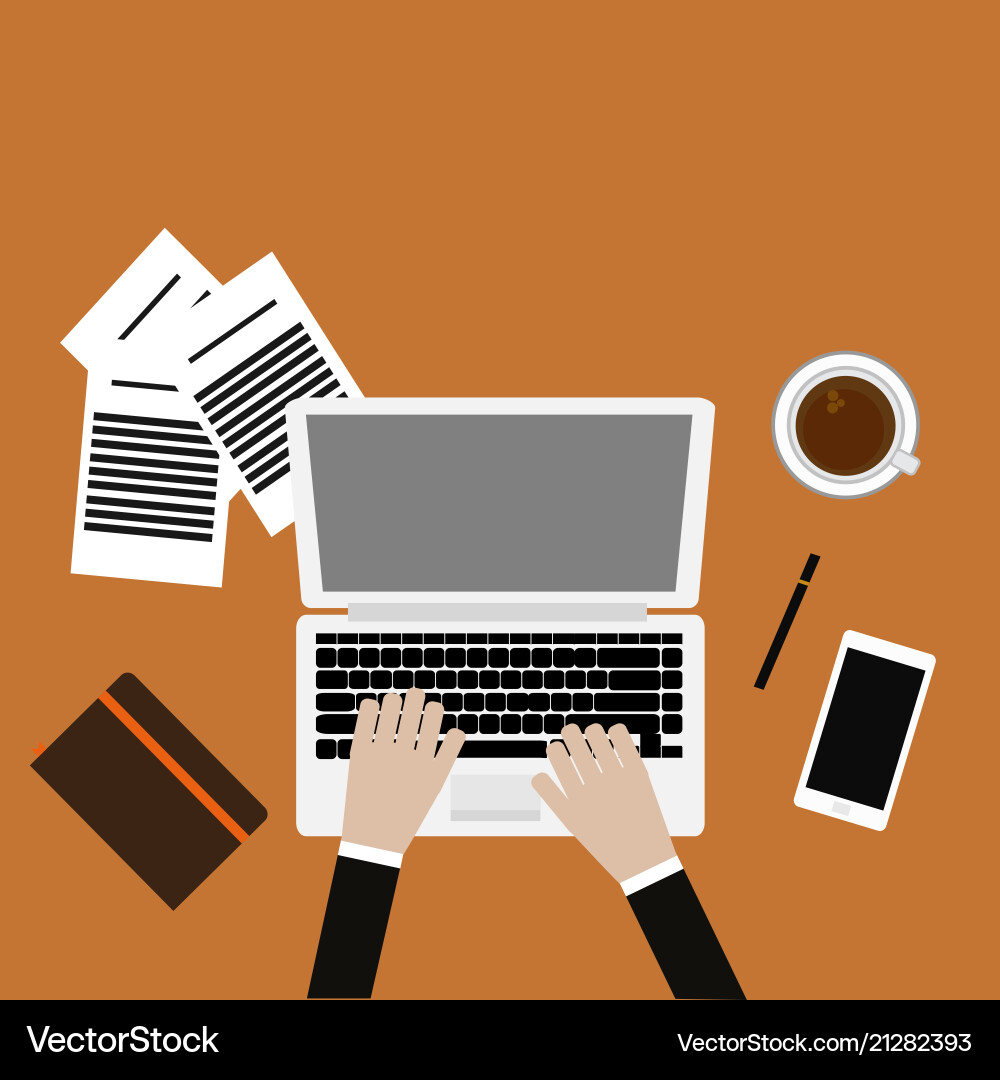 Workplace with coffee smartphone and laptop with Vector Image