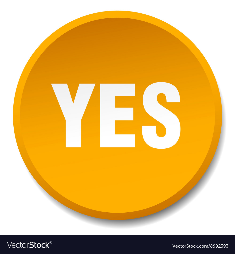 Yes orange round flat isolated push button Vector Image