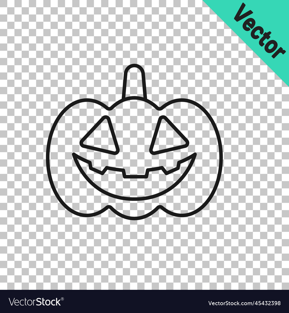 Black line pumpkin icon isolated on transparent Vector Image