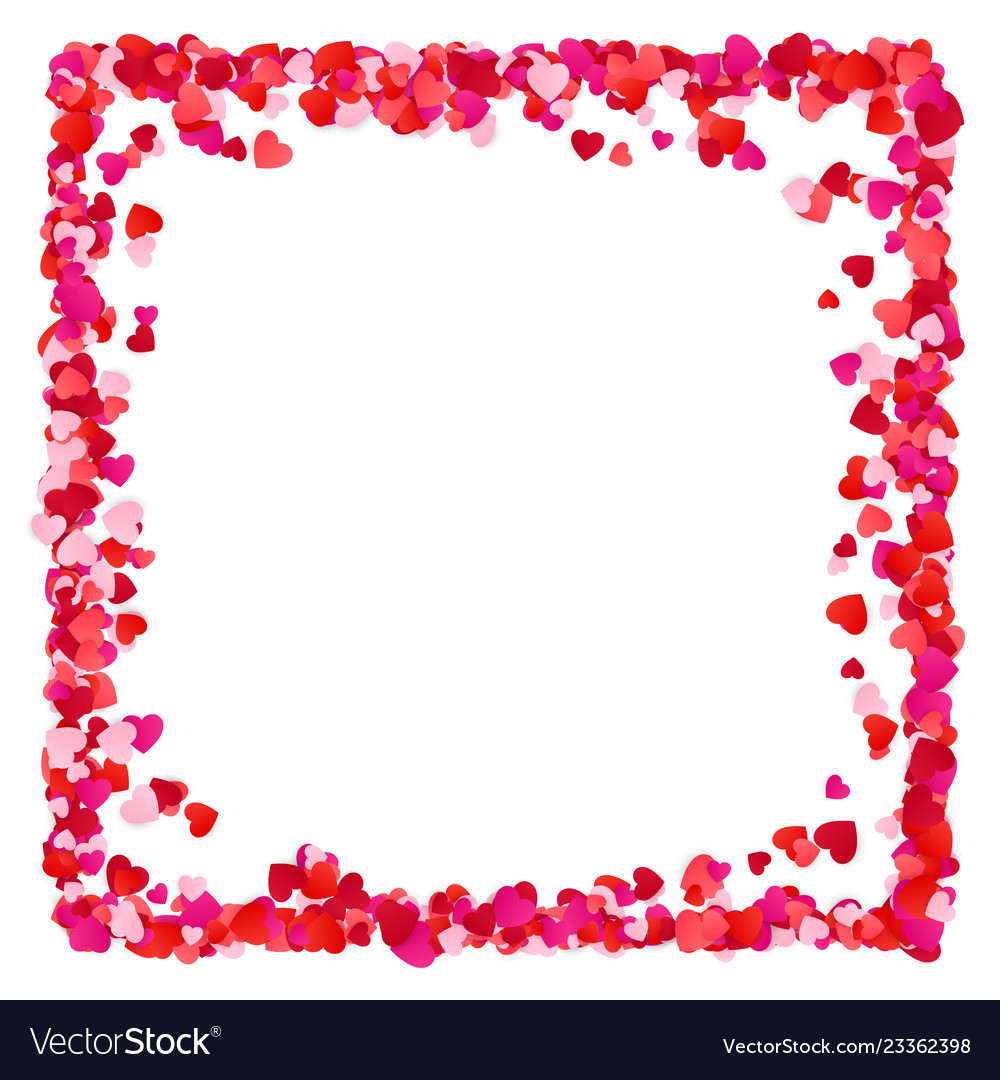 Colorful red paper hearts frame background hearts Vector Image