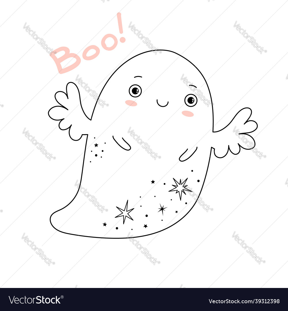 Ghost character line style isolated Royalty Free Vector