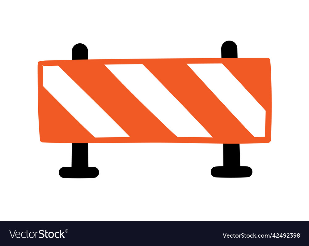 Hand drawn signaling roadblock doodle orange Vector Image