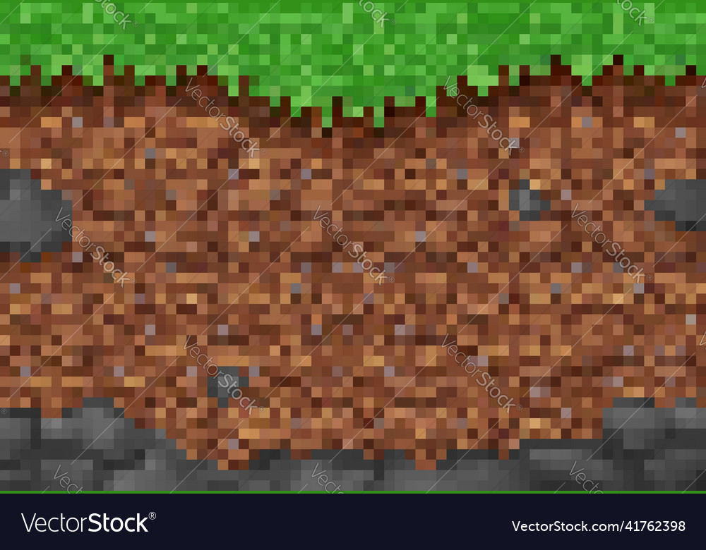 Pixel Game Background Cubic Grass Ground Vector Image