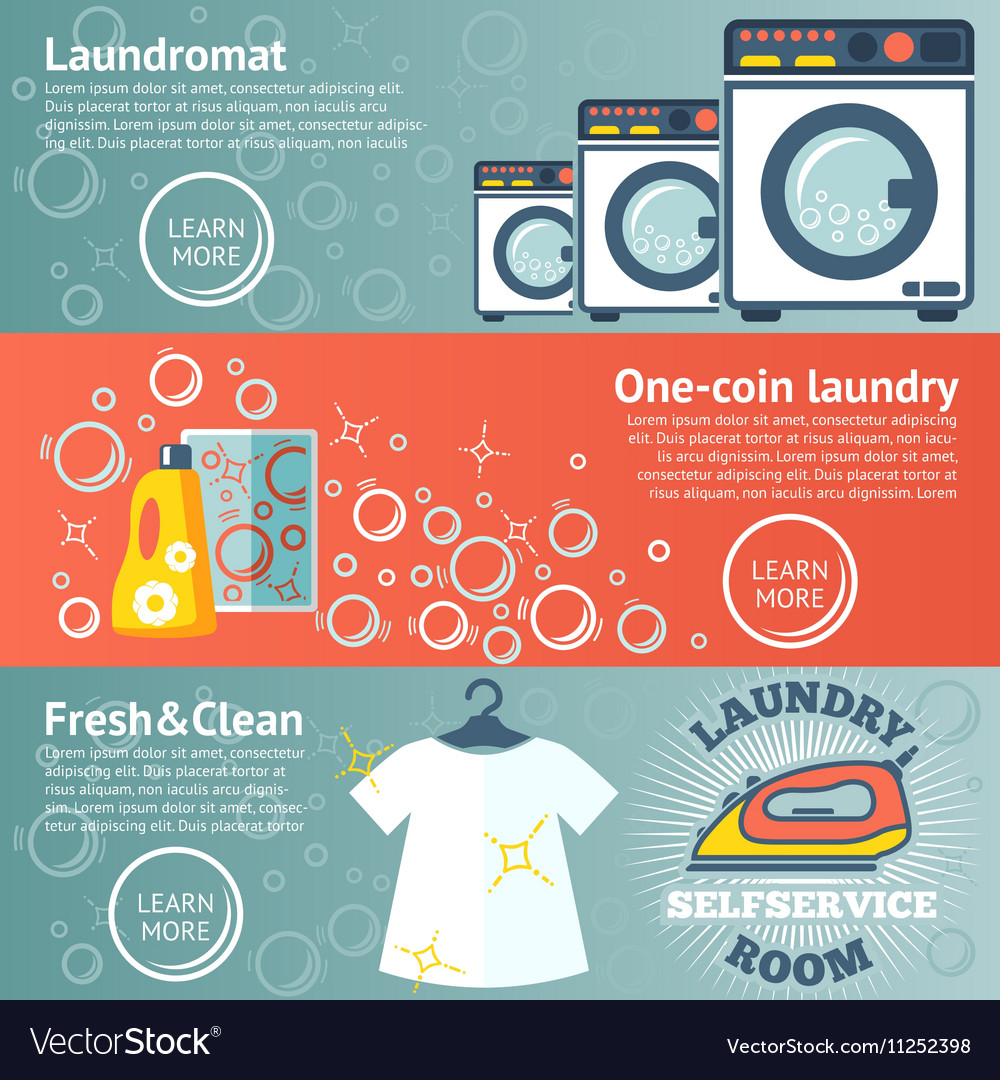 set-laundry-banners-with-laundromat-detergents-vector-image