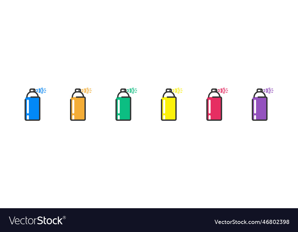 Spray can set flat icons color aerolsol Royalty Free Vector