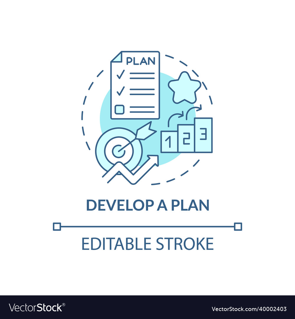 Develop plan blue concept icon Royalty Free Vector Image