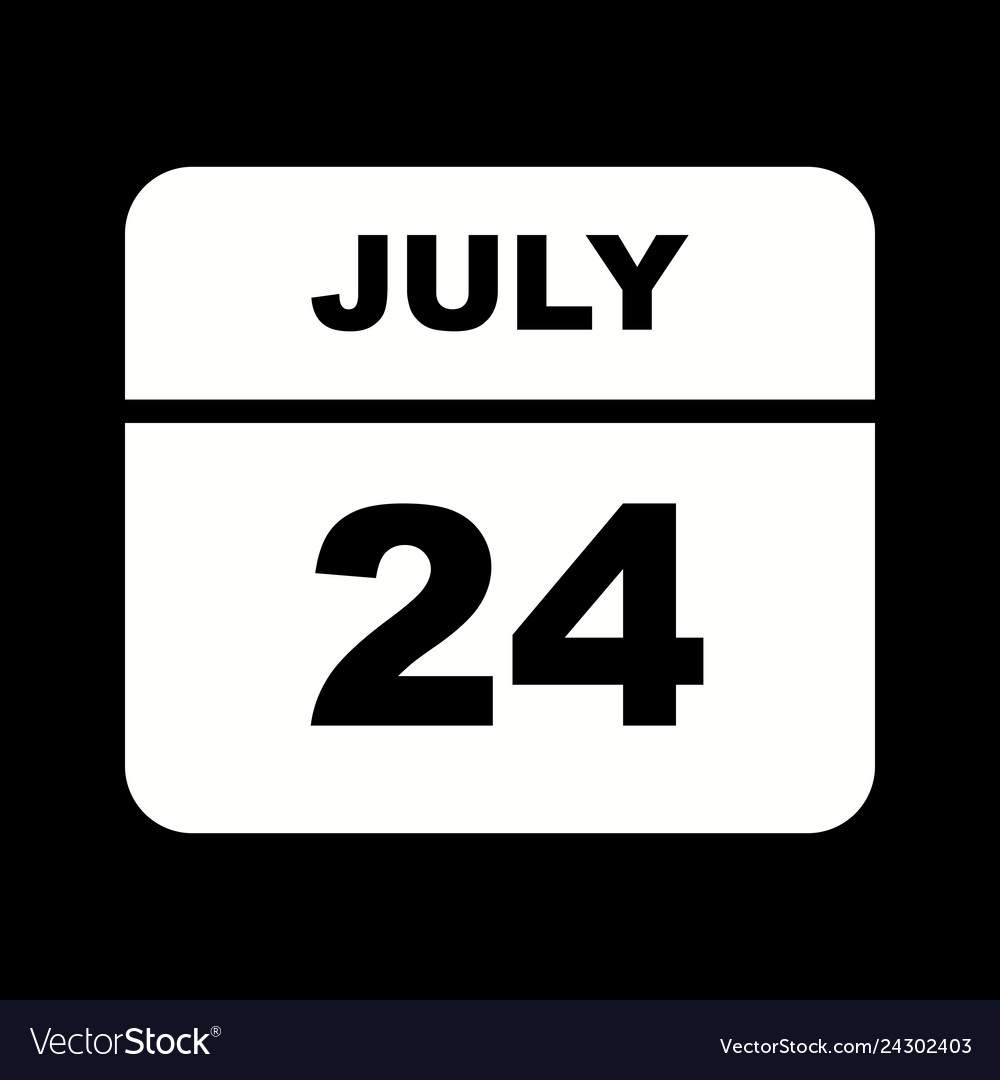 July 24th date on a single day calendar Royalty Free Vector