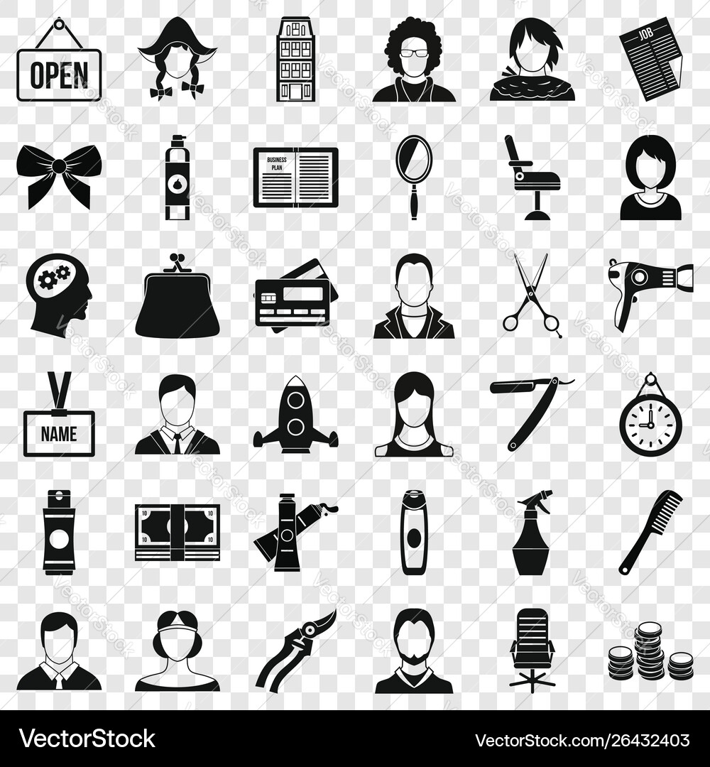 Scissors icons set simple style Royalty Free Vector Image