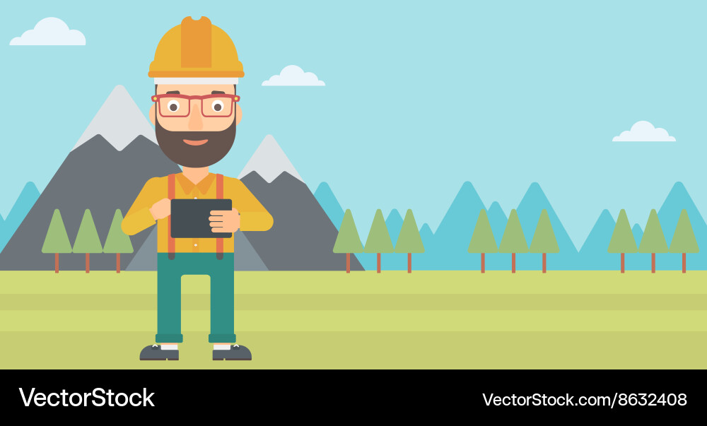 Man holding tablet computer Royalty Free Vector Image