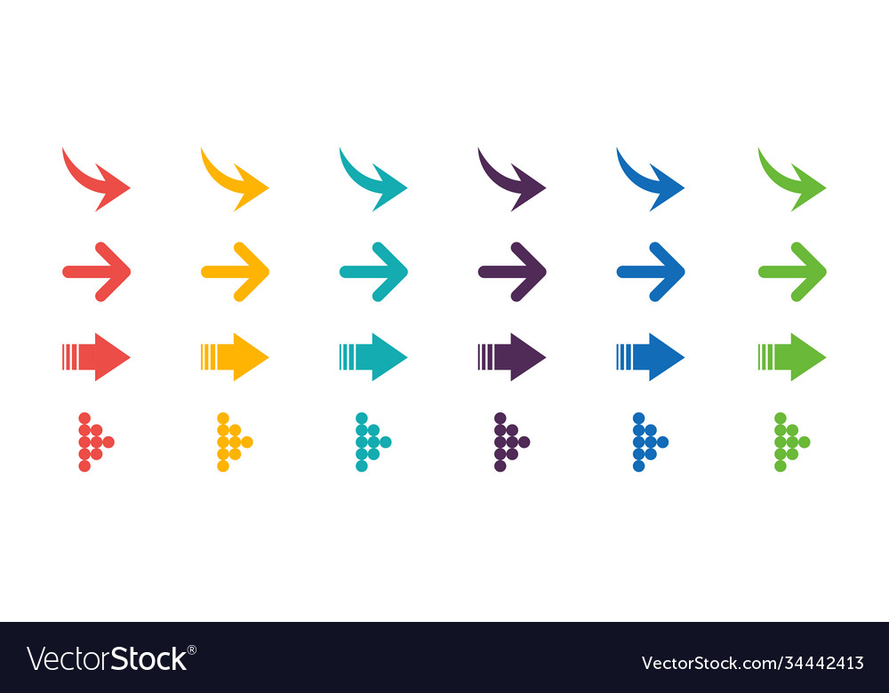 Arrows set icon set arrow icon colorful Royalty Free Vector