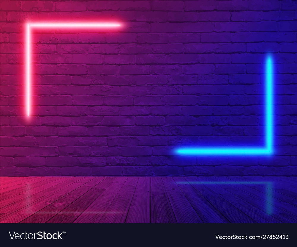 Two Round Neon Sign Vector Brick Stock Vector (Royalty Free) 1385710694