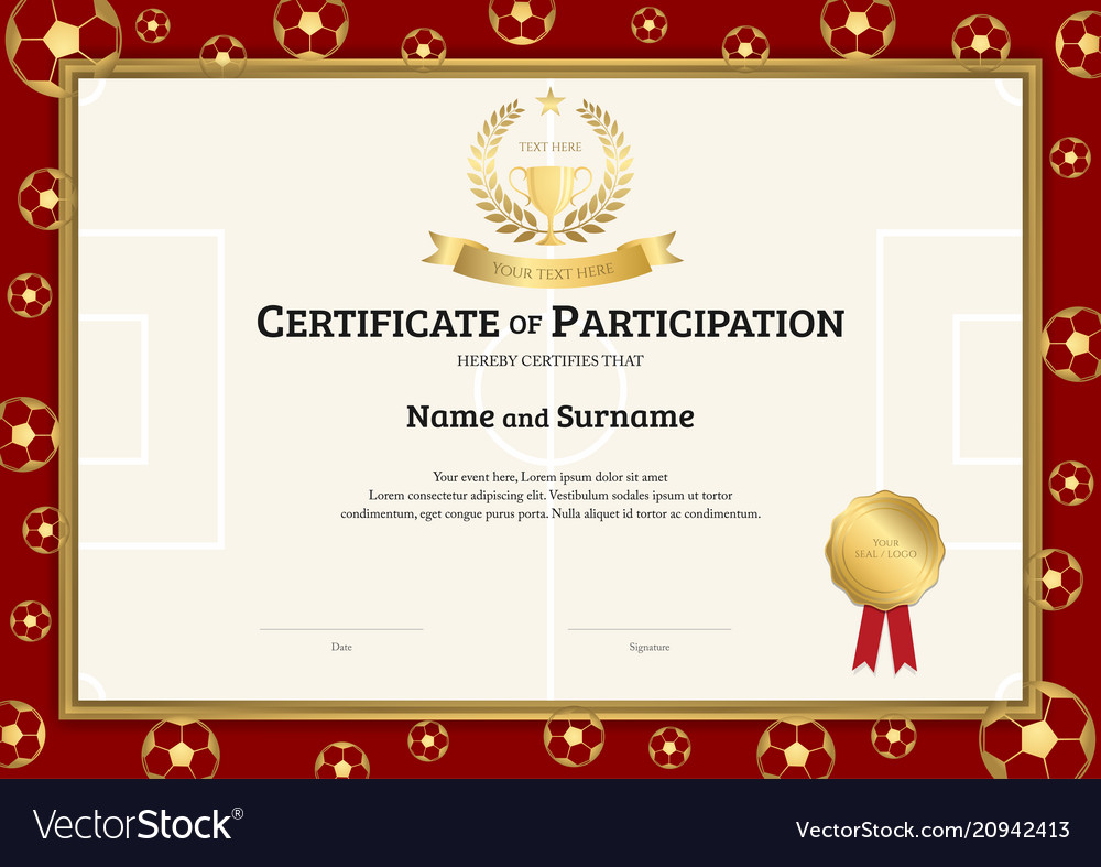 Certificate template in football sport theme Vector Image