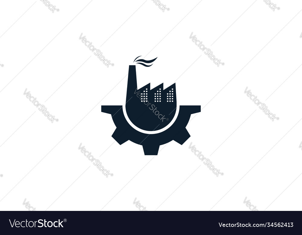 Factory silhouette gear services industry logo Vector Image