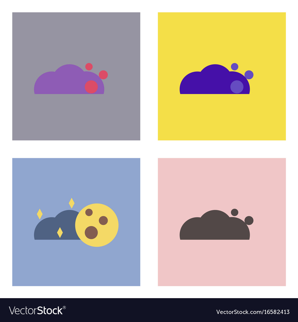 Flat Icon Design Collection Cloud And Moon Vector Image