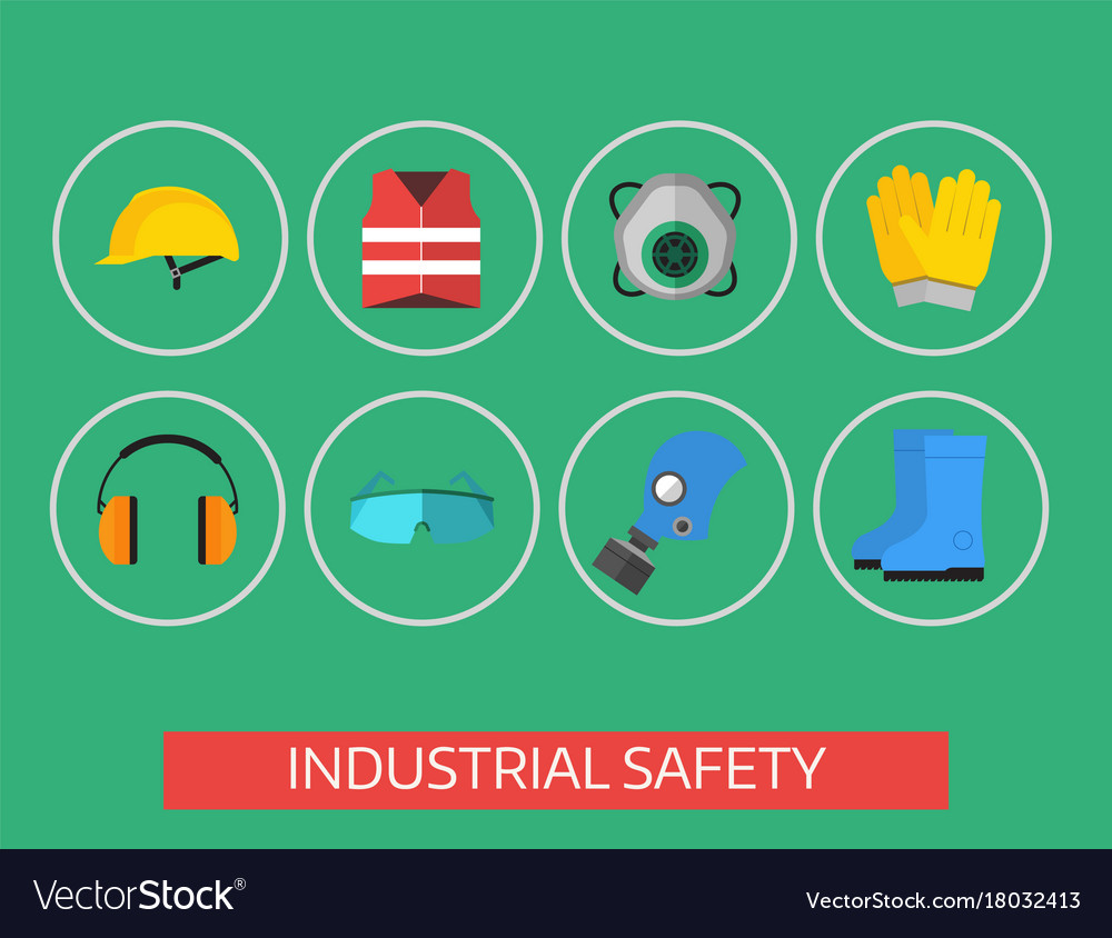 Safety industrial gear tools flat Royalty Free Vector Image