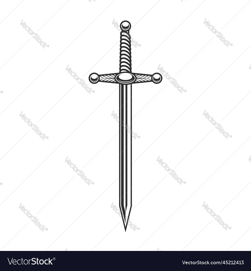 Vintage knight sword in monochrome style Vector Image