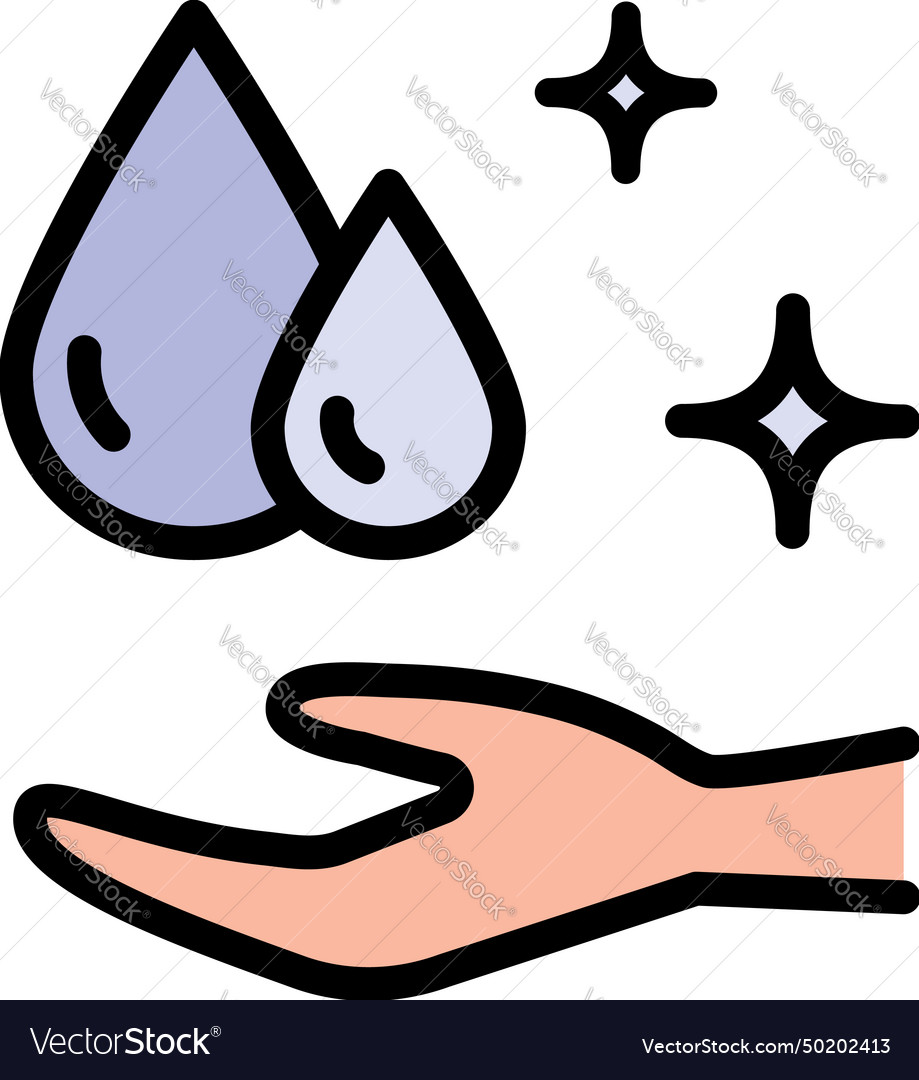 Water drop and hand color icon whipped soap Vector Image