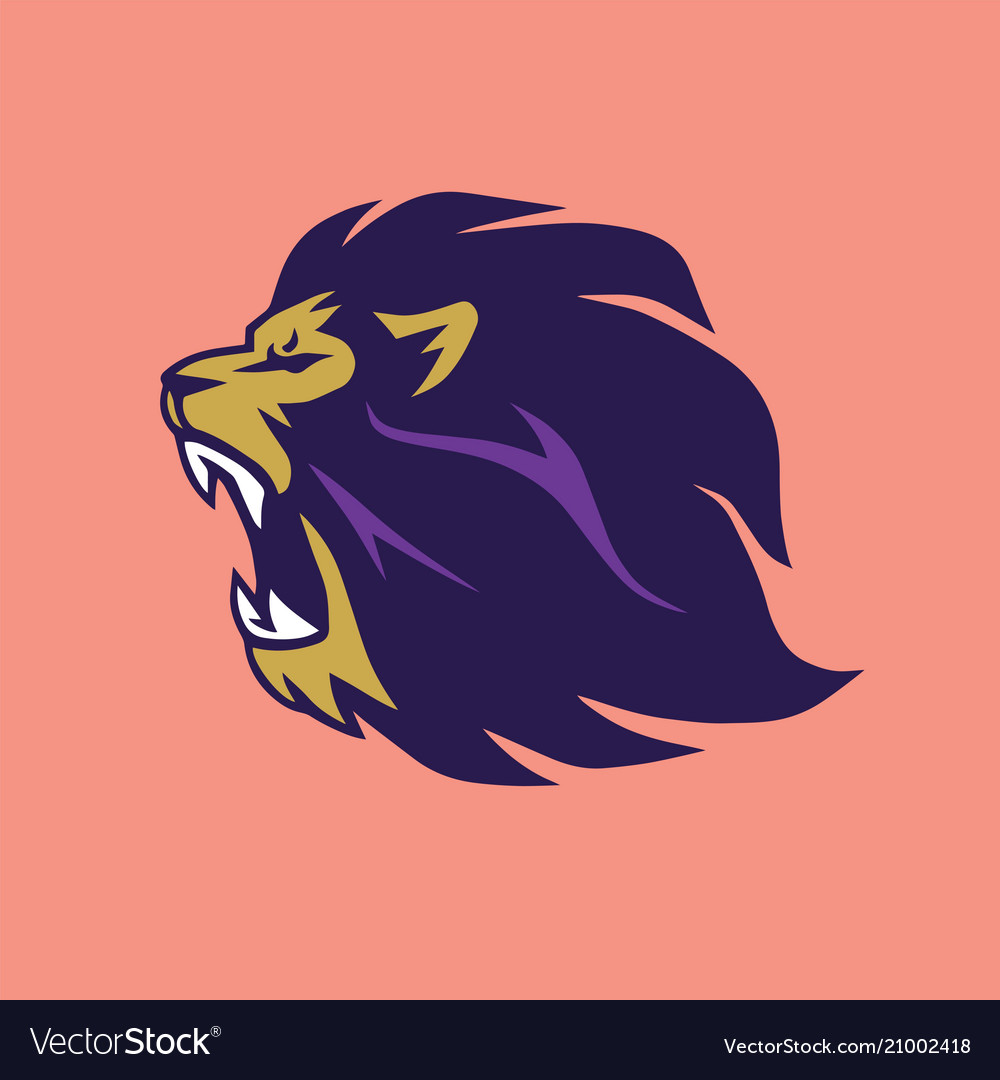 Angry lion head roaring logo sign design Vector Image