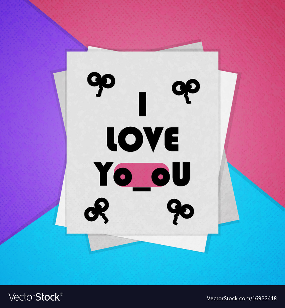 Colorful poster the material design i love you Vector Image