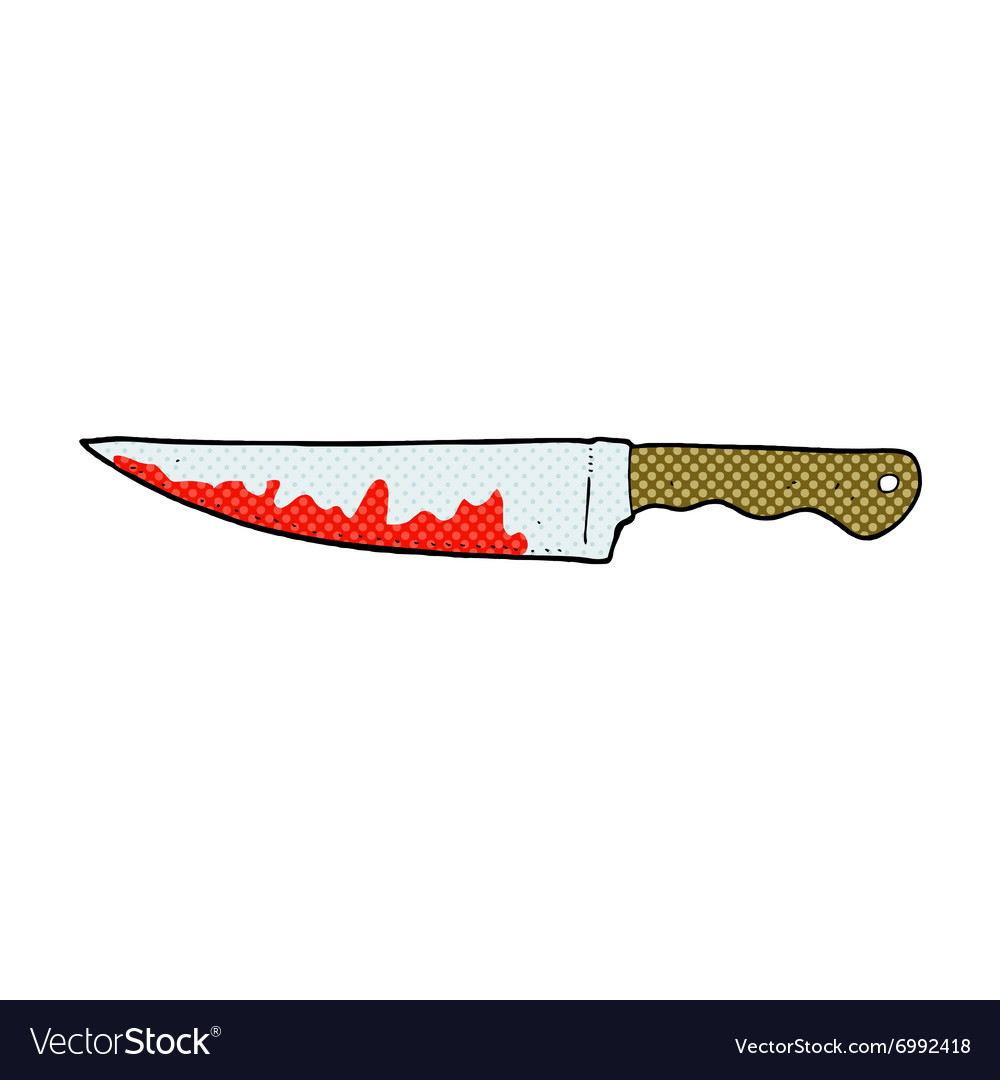 Comic cartoon bloody kitchen knife Royalty Free Vector Image