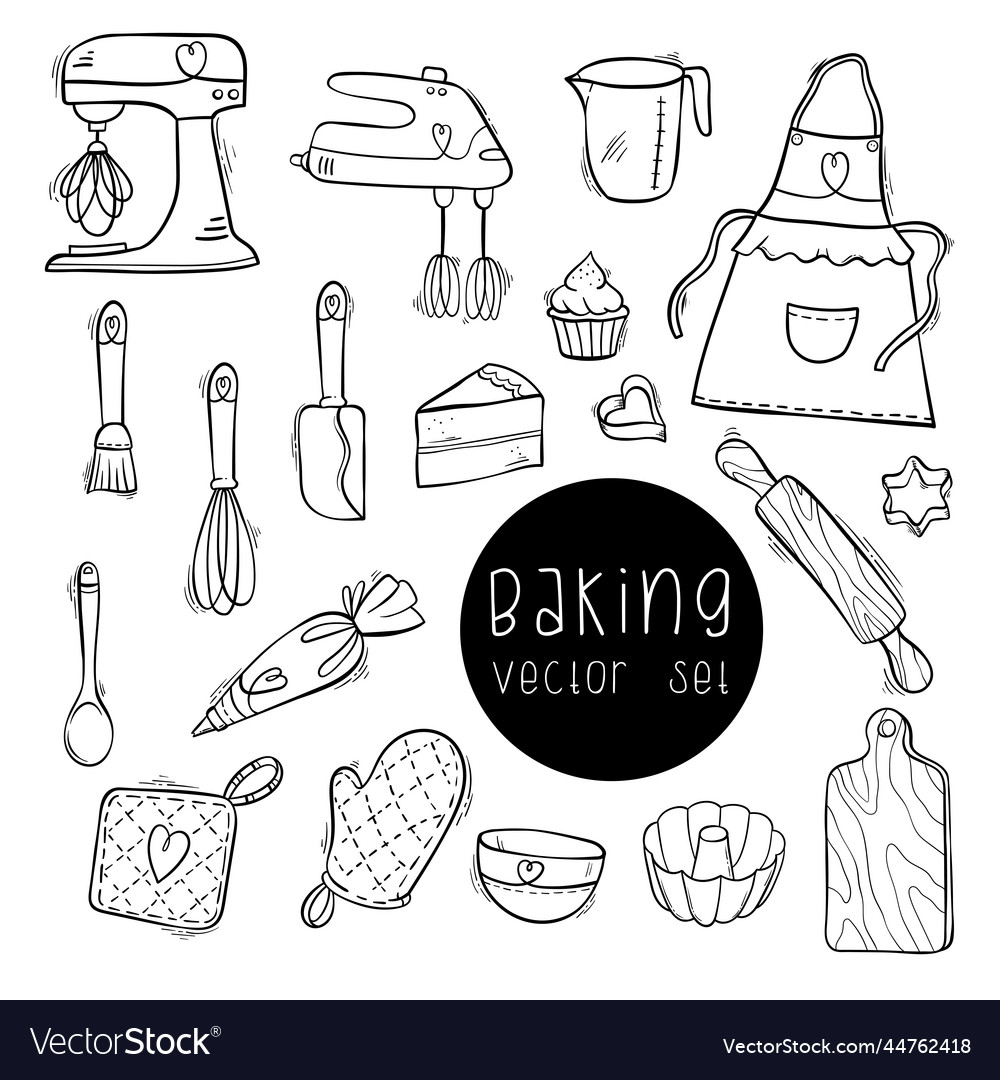 Cute hand drawn baking doodles - design Royalty Free Vector