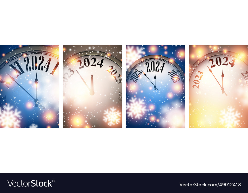 Happy new year 2024 countdown clock on golden and Vector Image