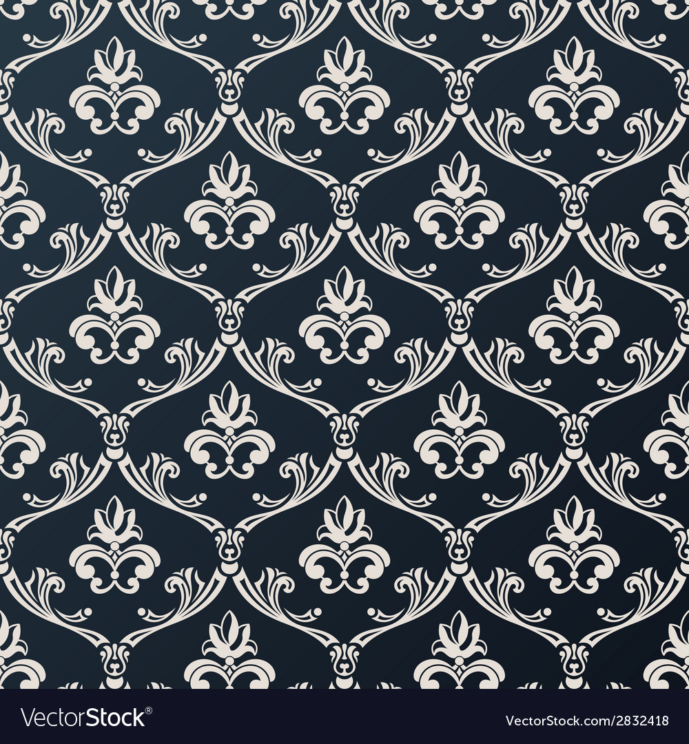 Seamless floral vintage wallpaper background black