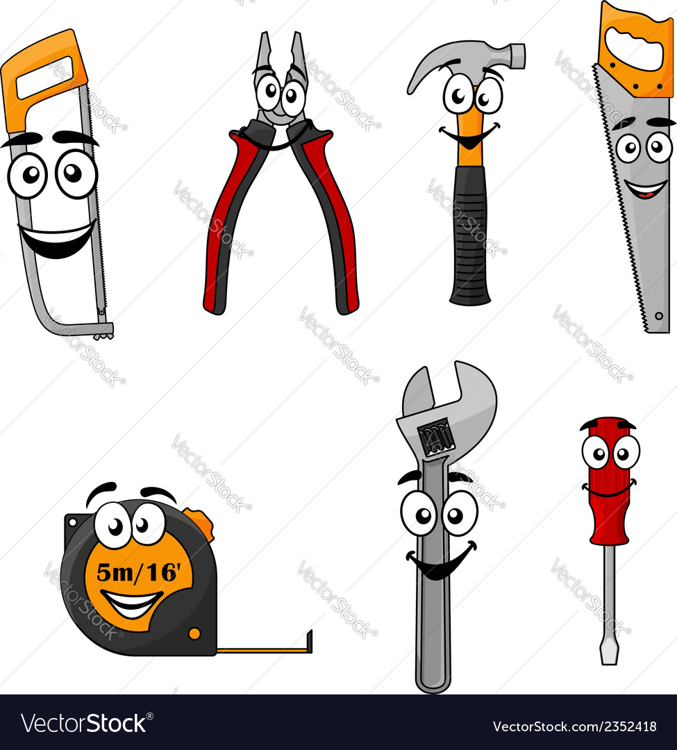 Download Set of cartoon DIY hand tools Royalty Free Vector Image