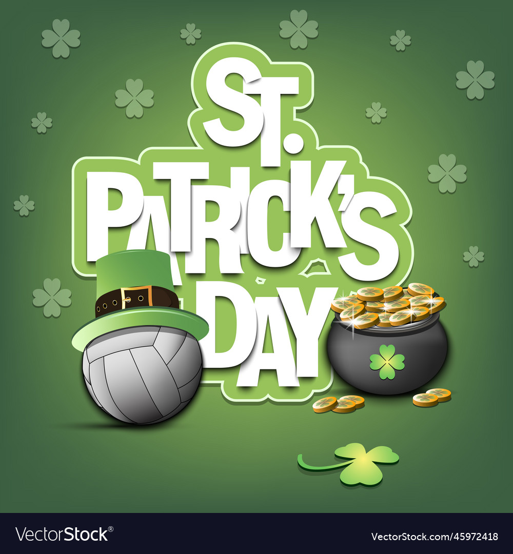 St patrick is day volleyball ball in pot with gold