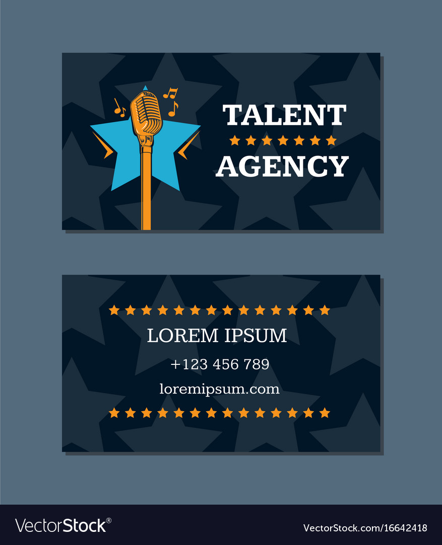 Talent agency business card template Royalty Free Vector