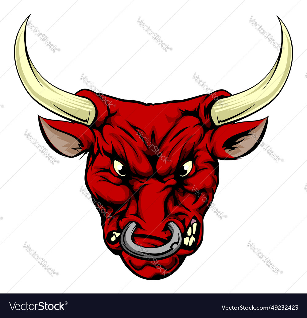 Angry red bull mascot Royalty Free Vector Image